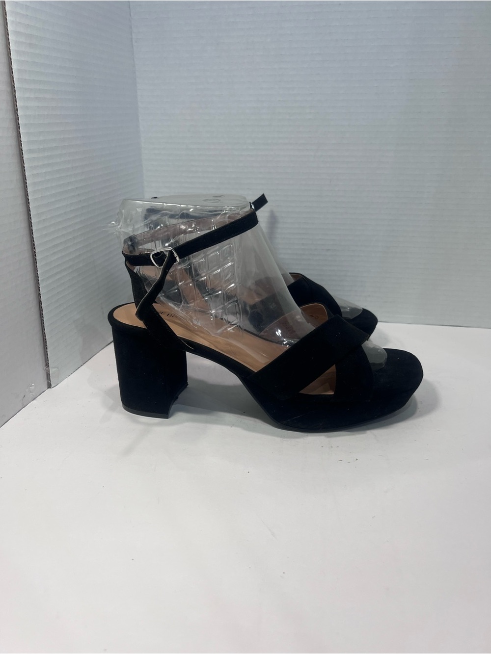 Lane Bryant Black Suede Block Heel Sandals